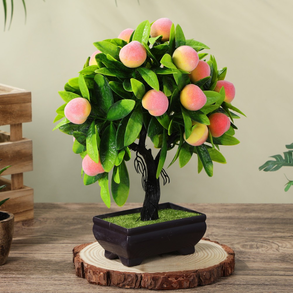 Artificial Bonsai: 25cm Simulation Peach Bonsai Tree – Artificial Potted Plant