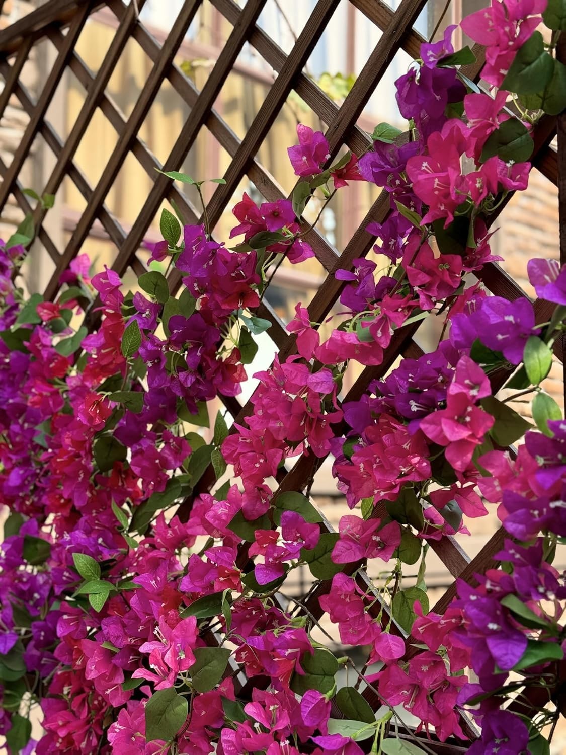 12PCS Bougainvillea Artificial Flowers 31.50″ Long Stem Faux Silk Bougainvill…