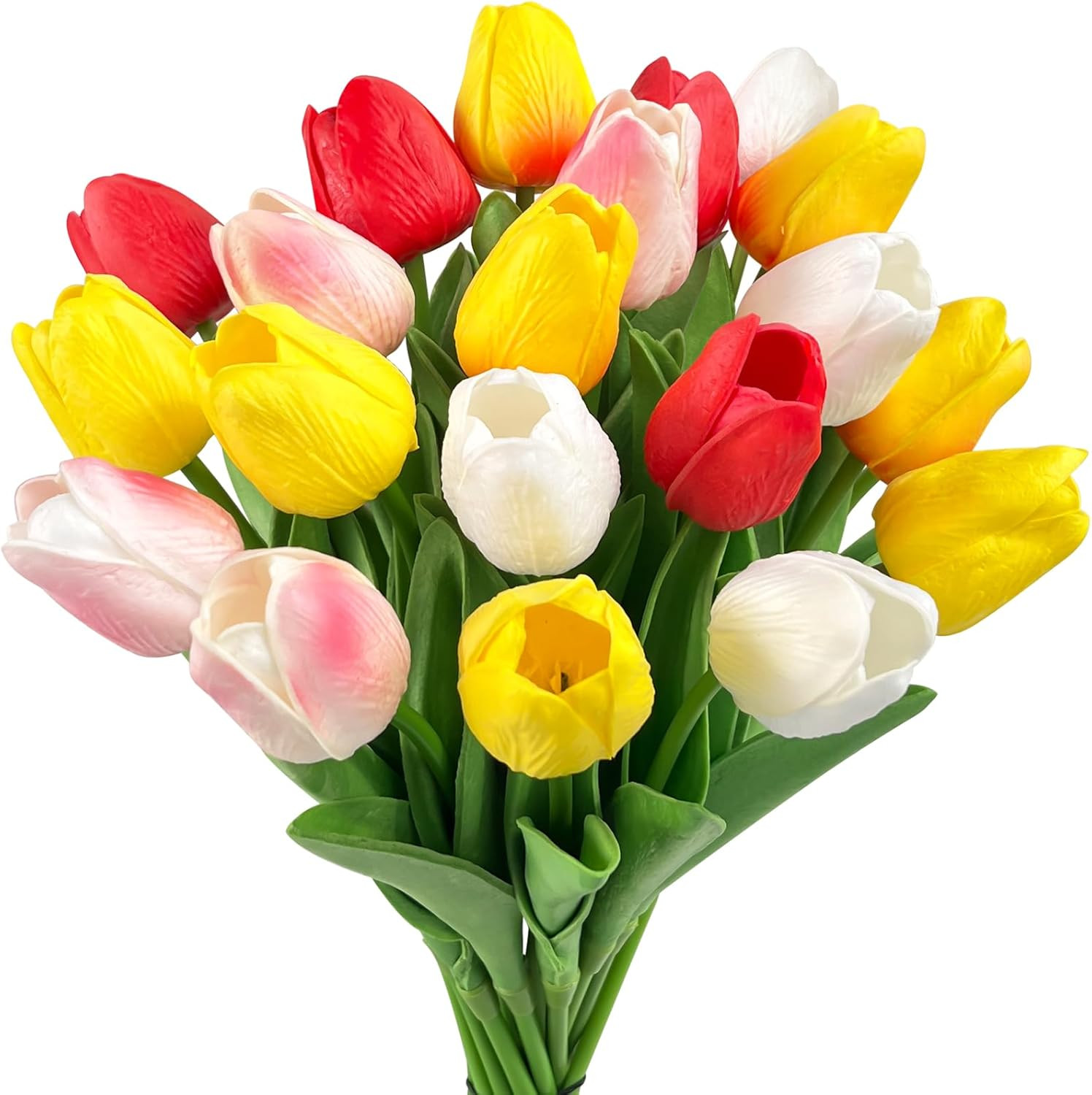 20 Pcs Fake Tulips Artificial Flowers Real Touch PU Faux Tulips Stems
