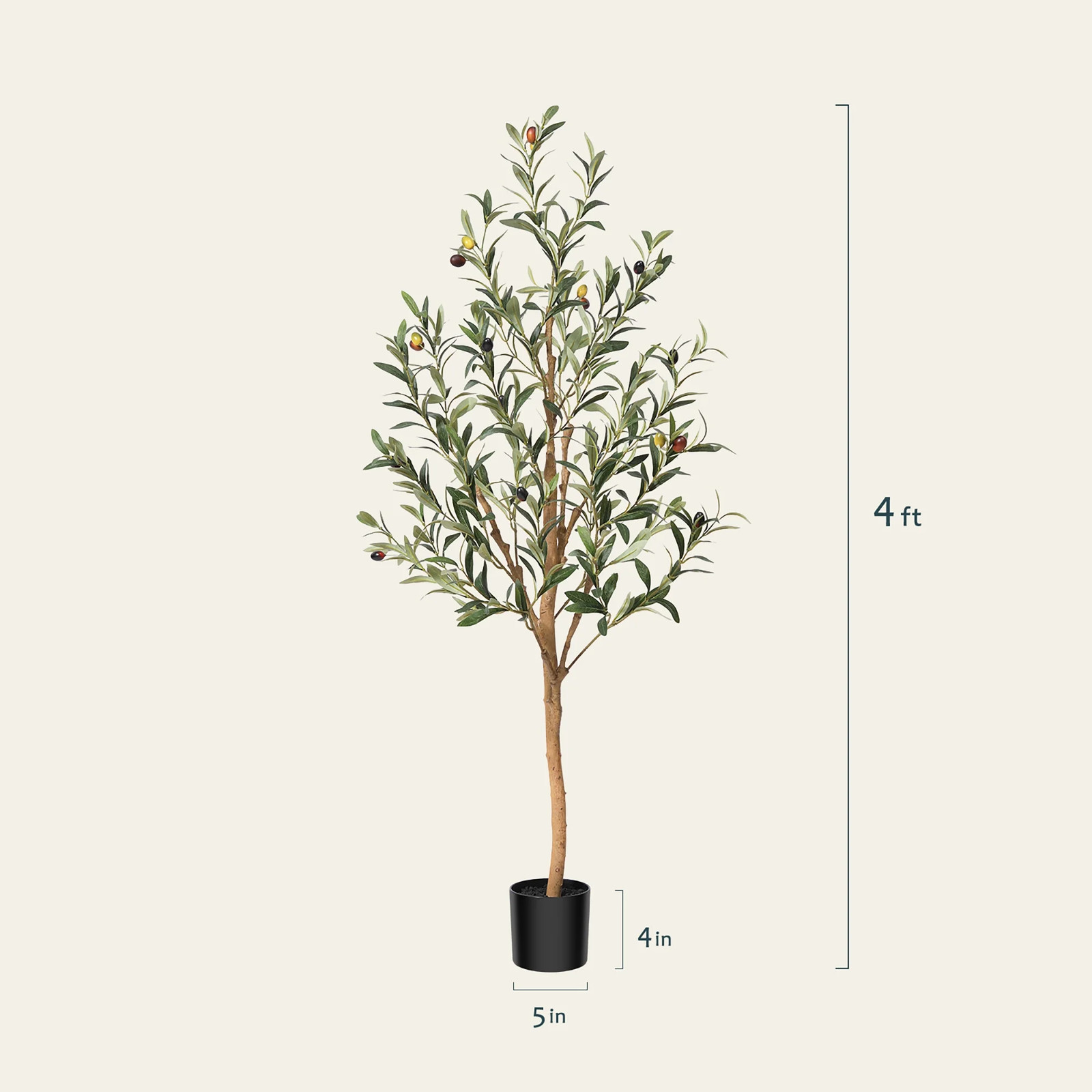 4Ft Artificial Olive Tree Indoor, Faux Olive Tree, Artificial Plants with Natura