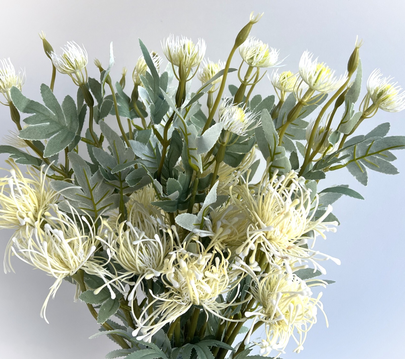 Australian Native Flowers Leucospermum Flower Stem Cream White Faux Silk Plastic
