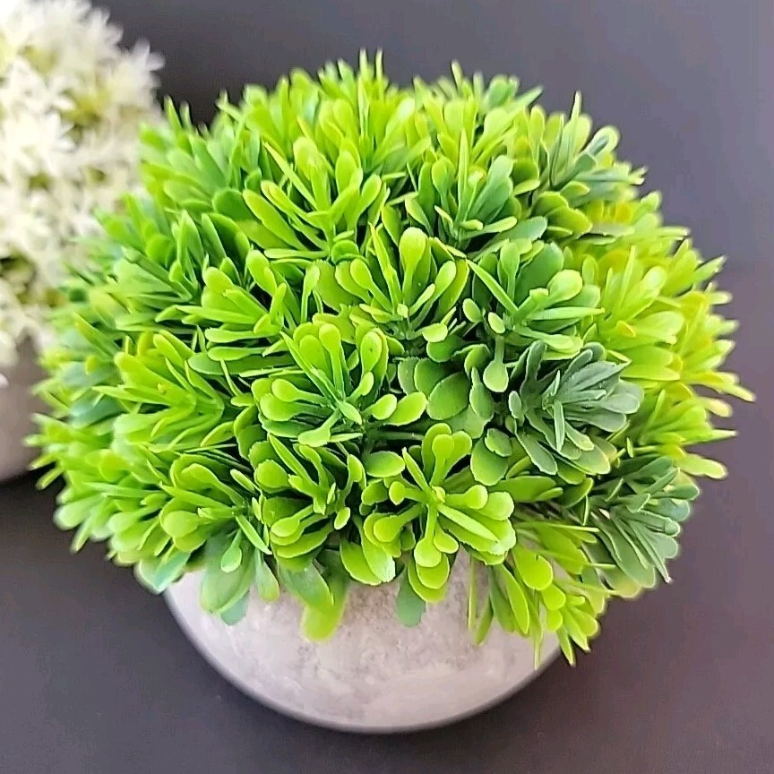 Faux Artificial Plants Clay Stoneware Pots Set Of 4 Multicolor 5 in. Decorative