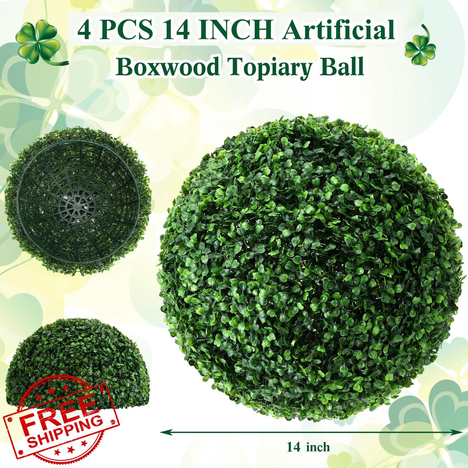 4pk 14 Inch Artificial Boxwood Topiary Balls Garden Spheres