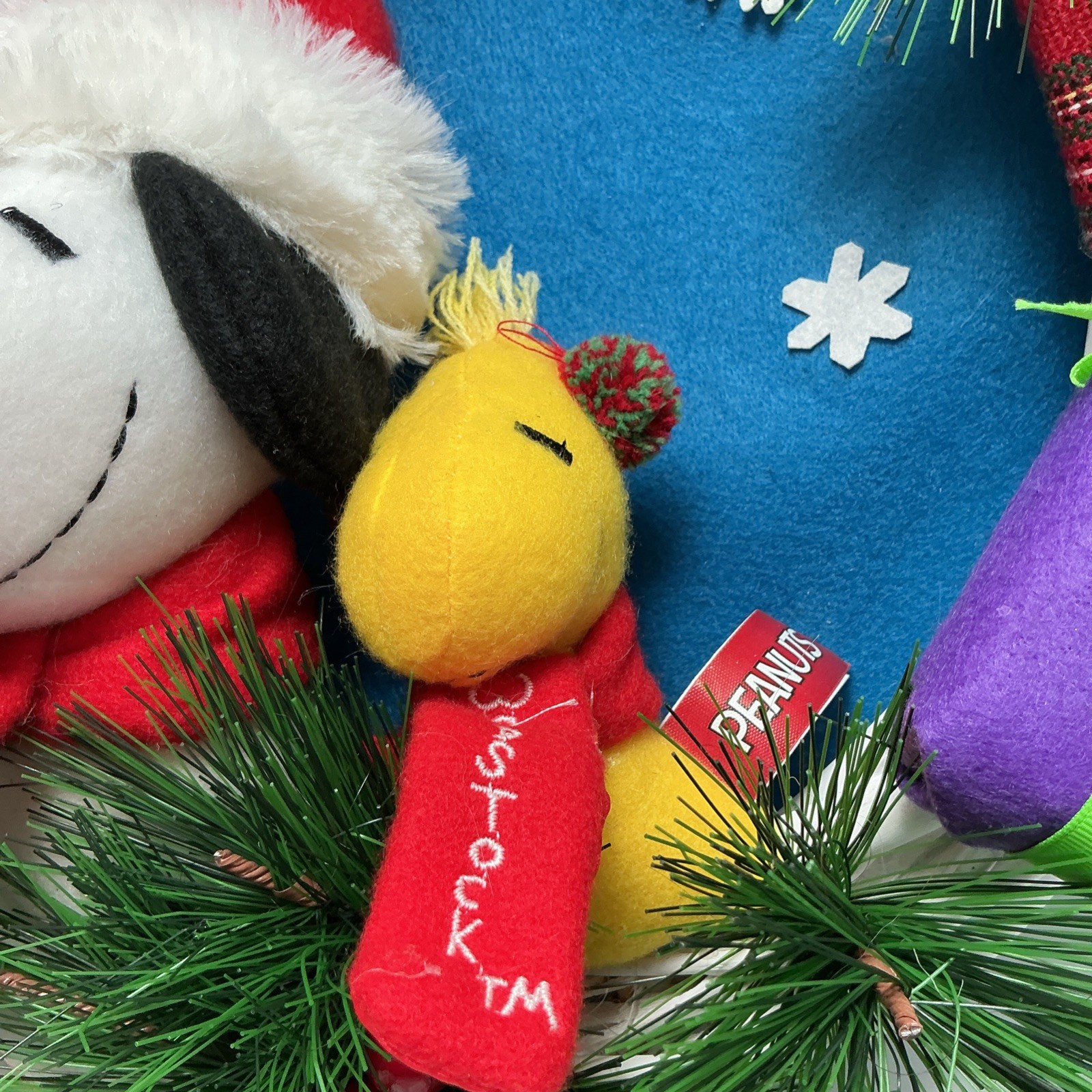 Peanuts Snoopy Woodstock Plush Christmas Wreath 13″ Holiday Decor