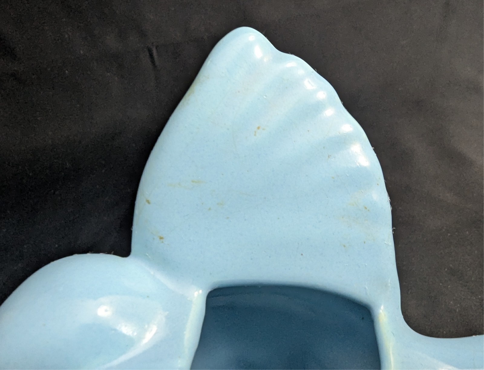 Vtg Camark Art Pottery Blue Shallow Bowl Planter & Bird Flower Frog Set (S4)