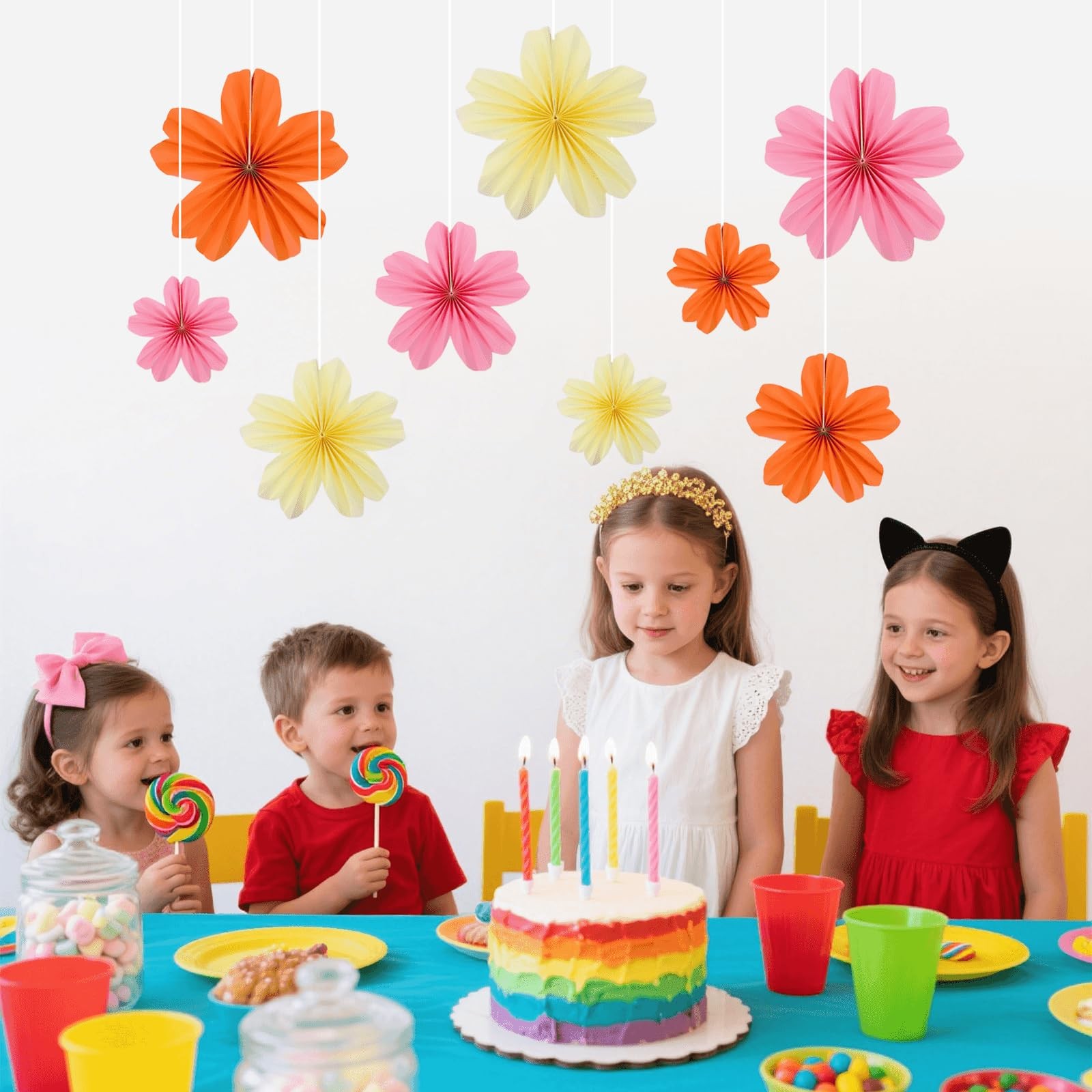 9 Piece Set Paper Flowers Decorations for Wall,3 Sizes 8-14 inch Flower Decor…