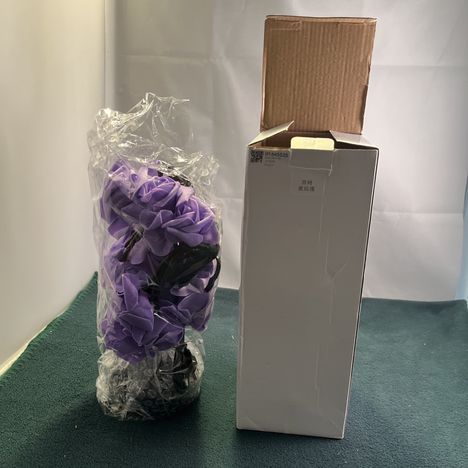 New LED Purple Rose Flower Table Lamp USB Fairy Light Tree 11″ not spread out