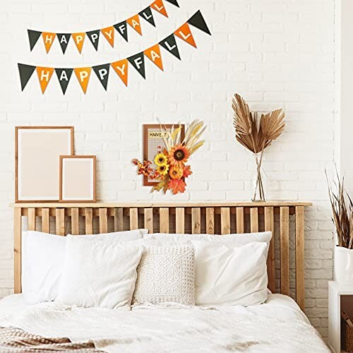 Flower Fall Decorations Home, Rustic Wooden Autumn Wall Decor for Living Room