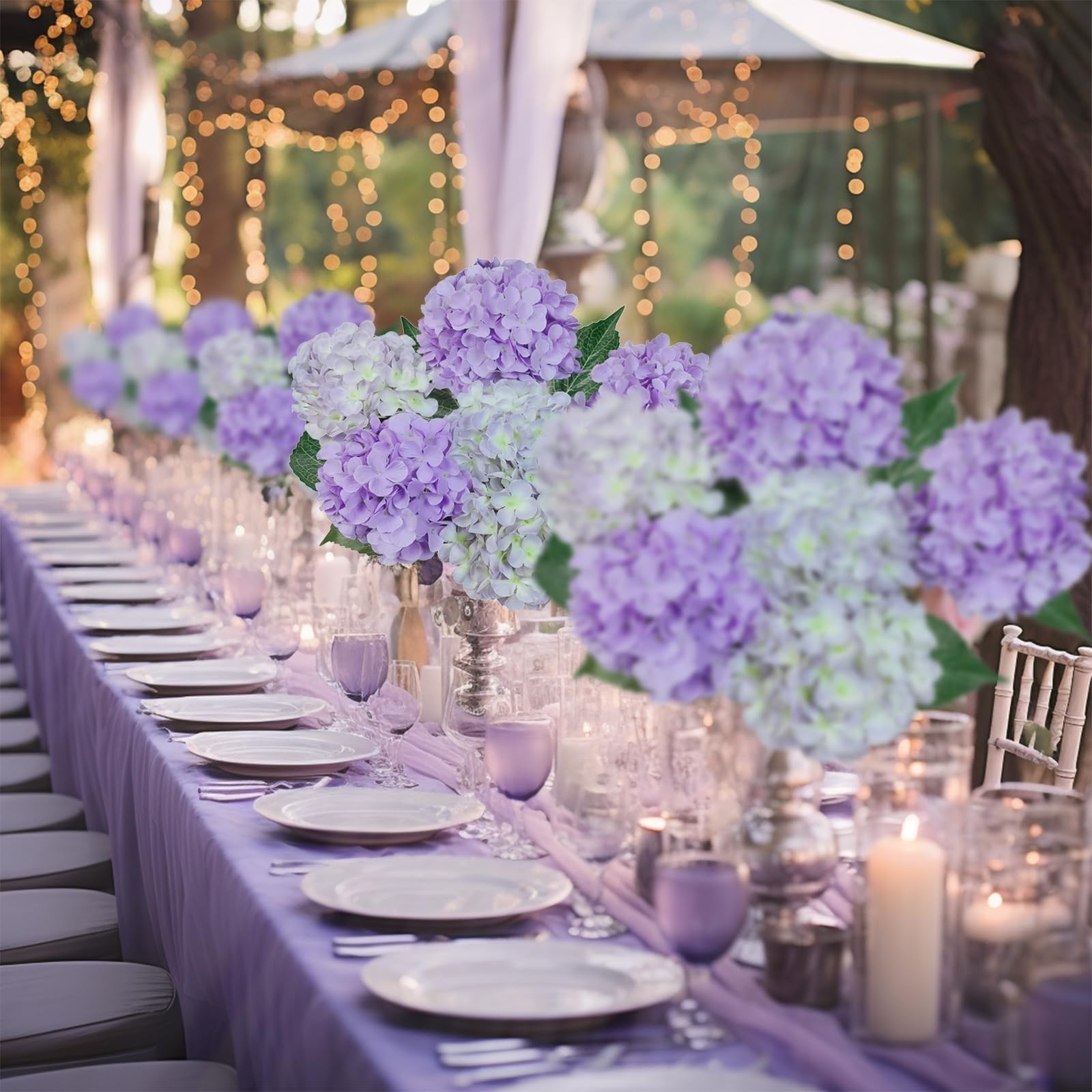 6PCS Premium Purple Hydrangea Artificial Flowers Bouquets, Light Purple Silk …