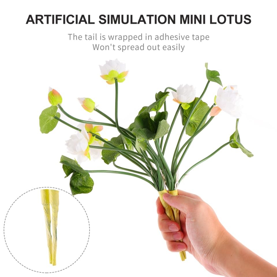2 Pcs Artificial Lotus Flower Stems Fake Lotus Bouquet Faux Flower Picks Flor…