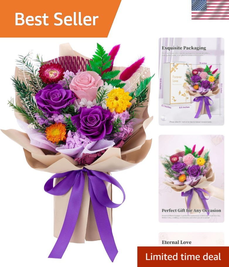Forever Flowers Gifts for Her, Valentines Day Preserved Flowers Bouquet Birth…