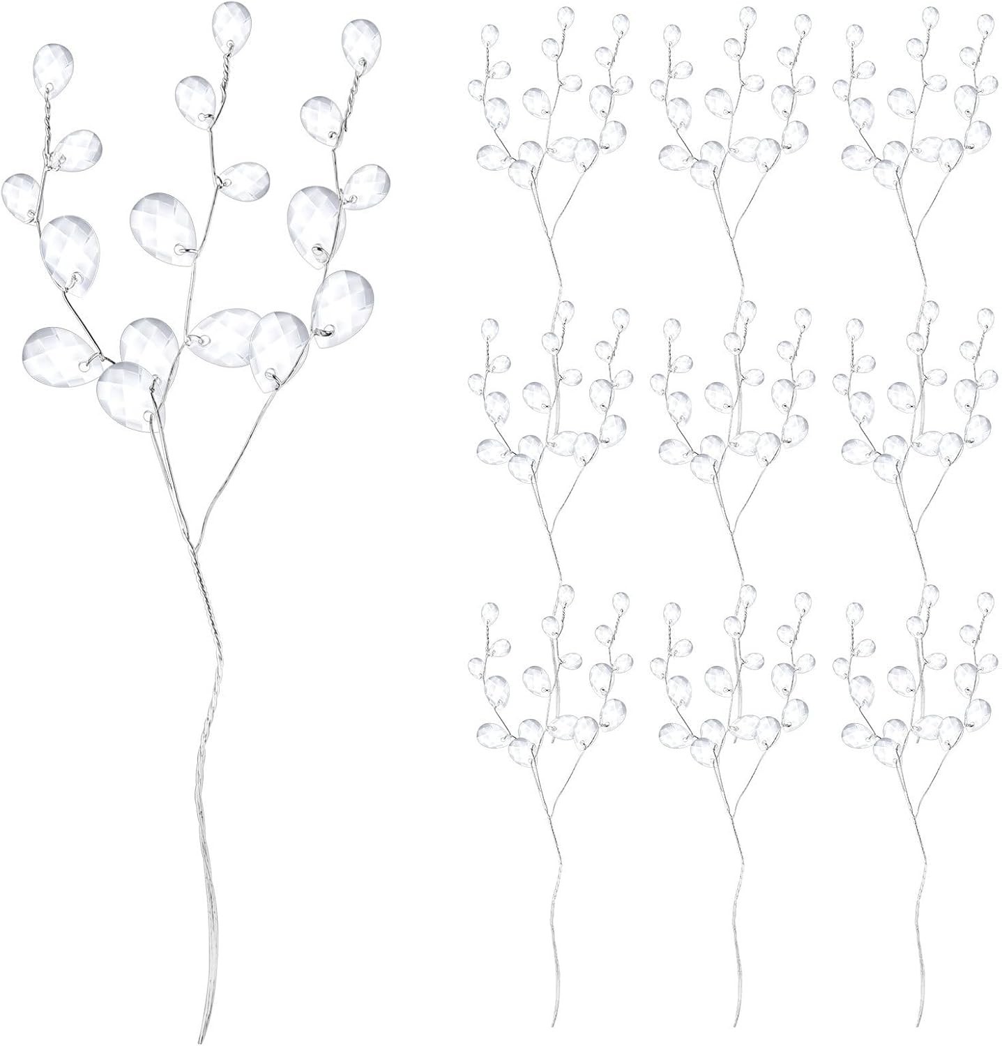 50PCS Acrylic Flower Bouquets Crystal Drops for Artificial DIY Wedding Crafts