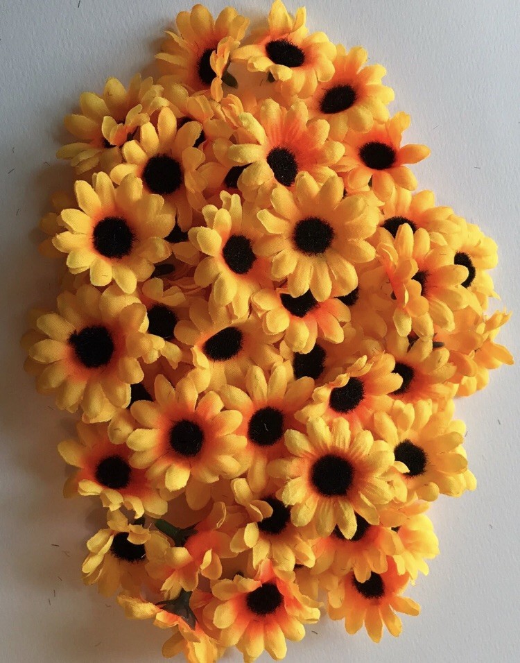 Artificial Silk Daisy Flower Head 1.25″ Fake Sunflower DIY Craft Flower 100 pcs