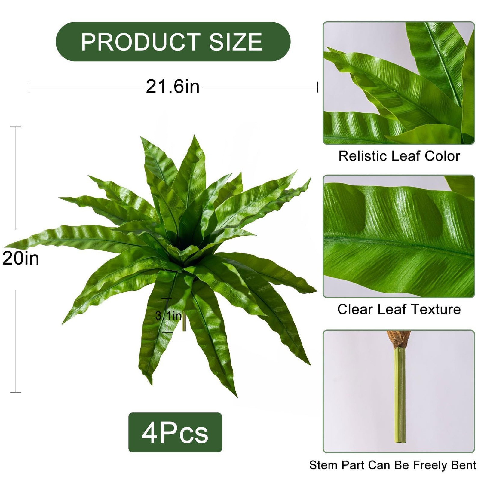 4 Pcs Artificial Greenery Stems Fake Bird Nest Fern Faux Branches Artificial …