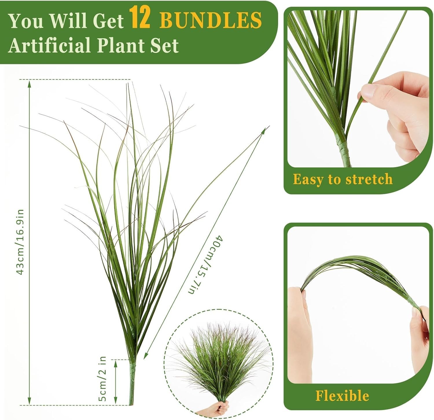12 Pcs Beautiful Faux Grass Plants – Chic Greenery for Effortless Elegant Decor