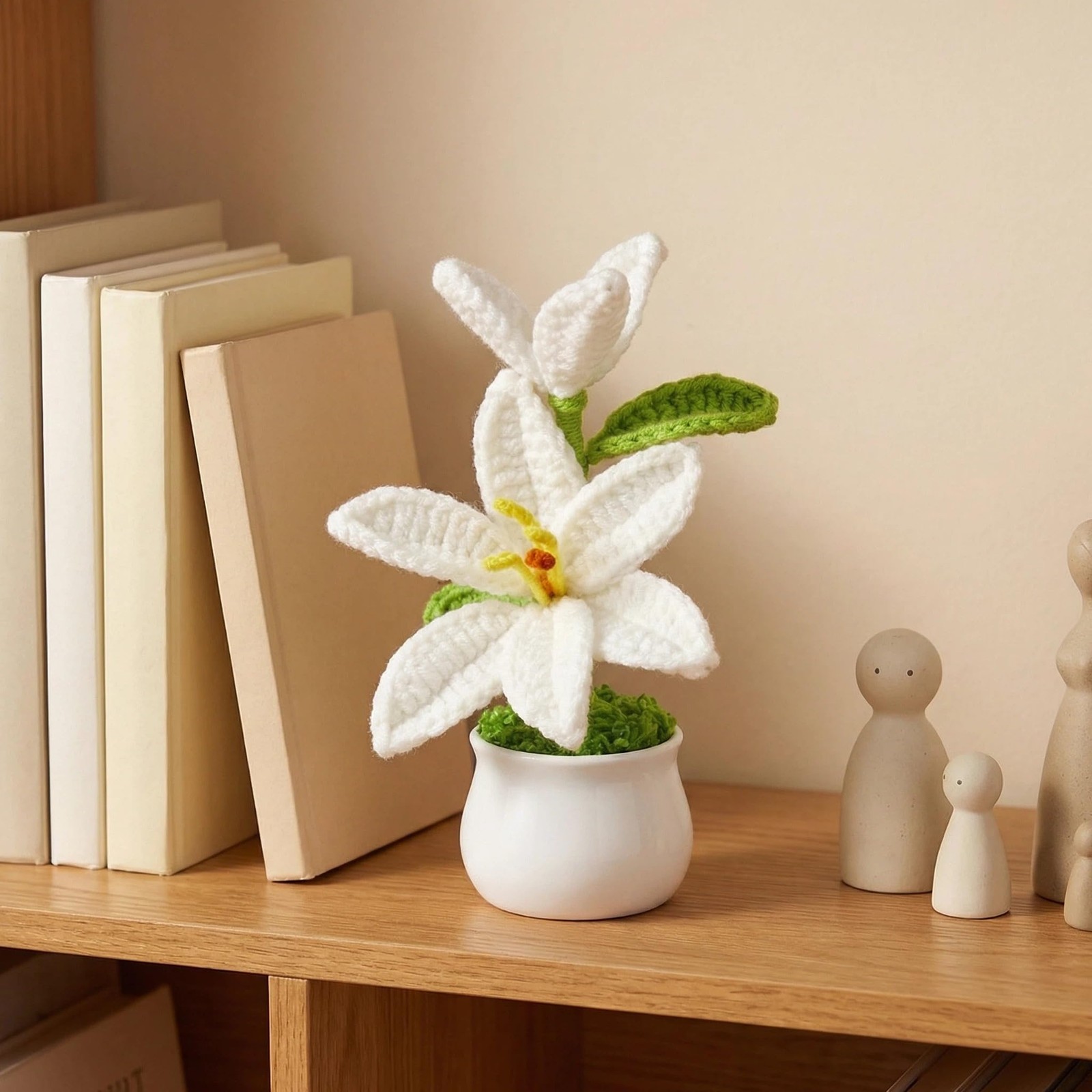 Handmade Potted Crochet Lily Flower, Artificial Lily Flower Pot with Realisti…