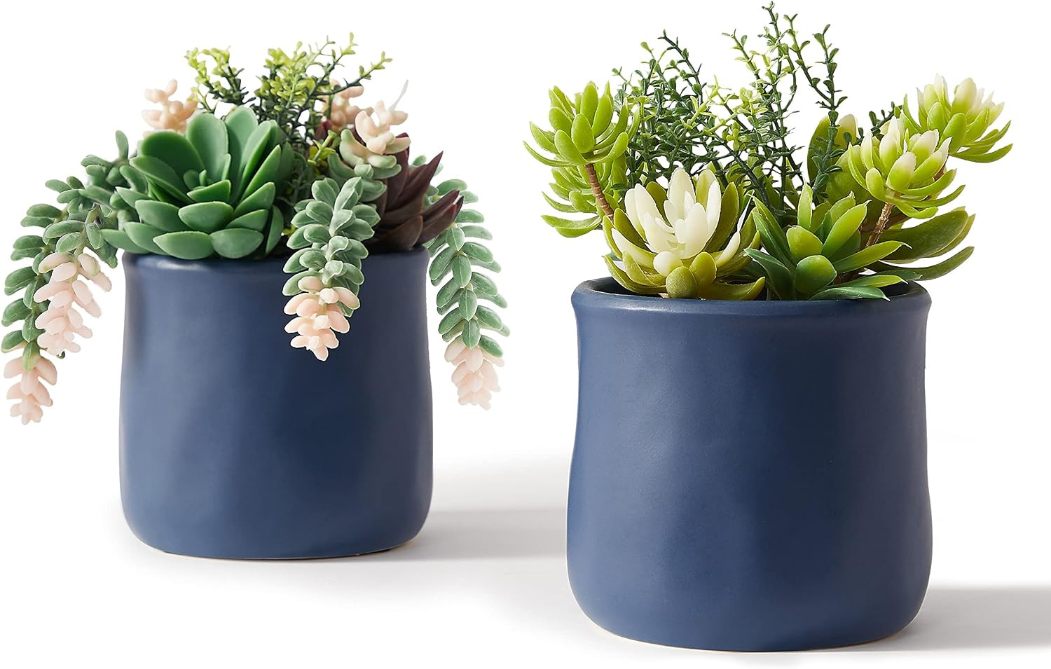 Artificial Succulent Plants in Ceramic Pots, Faux Assorted Succulents Fake Cactu