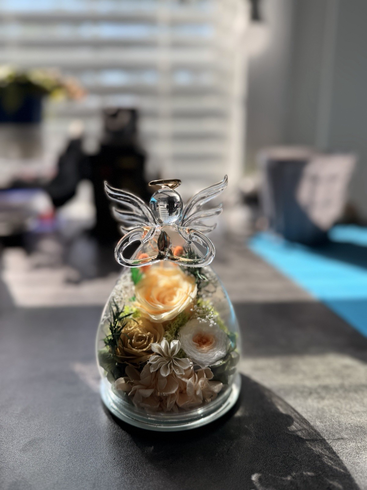 Angel Gifts for Women Mom Grandma Preserved Real Rose in Glass Angel Figurine