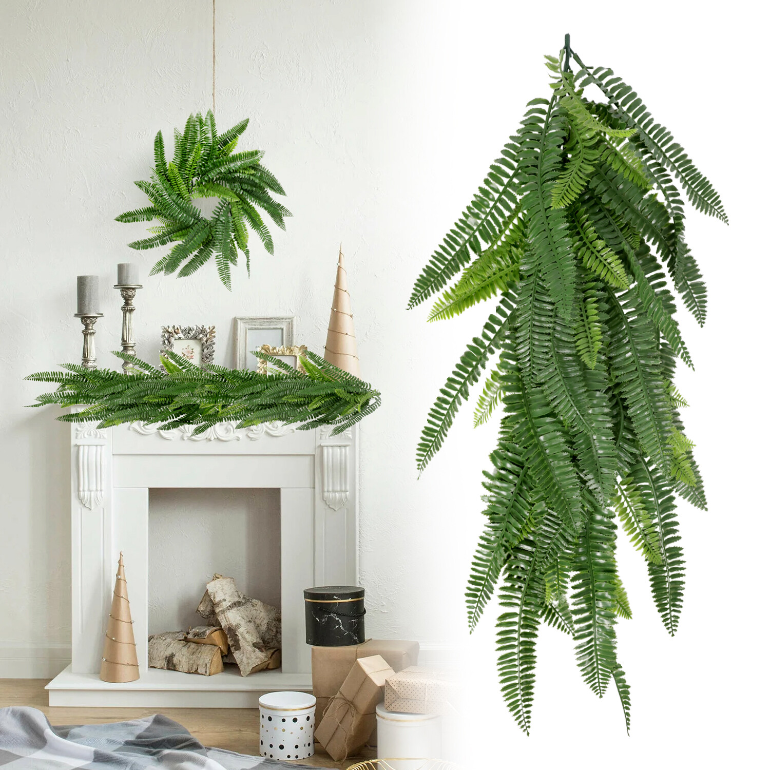 Patio Artificial Hanging Garland Faux Ivy Leaves Plants Vines, Light Green