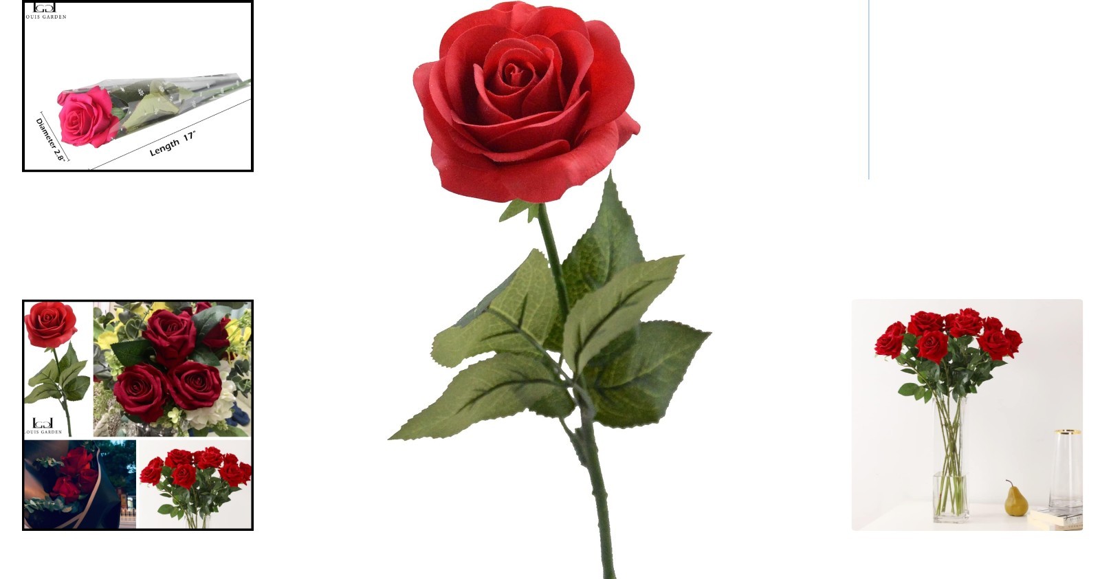 Elegant 17″ Red Silk Rose – Perfect for Valentine’s & Mother’s Day Decor