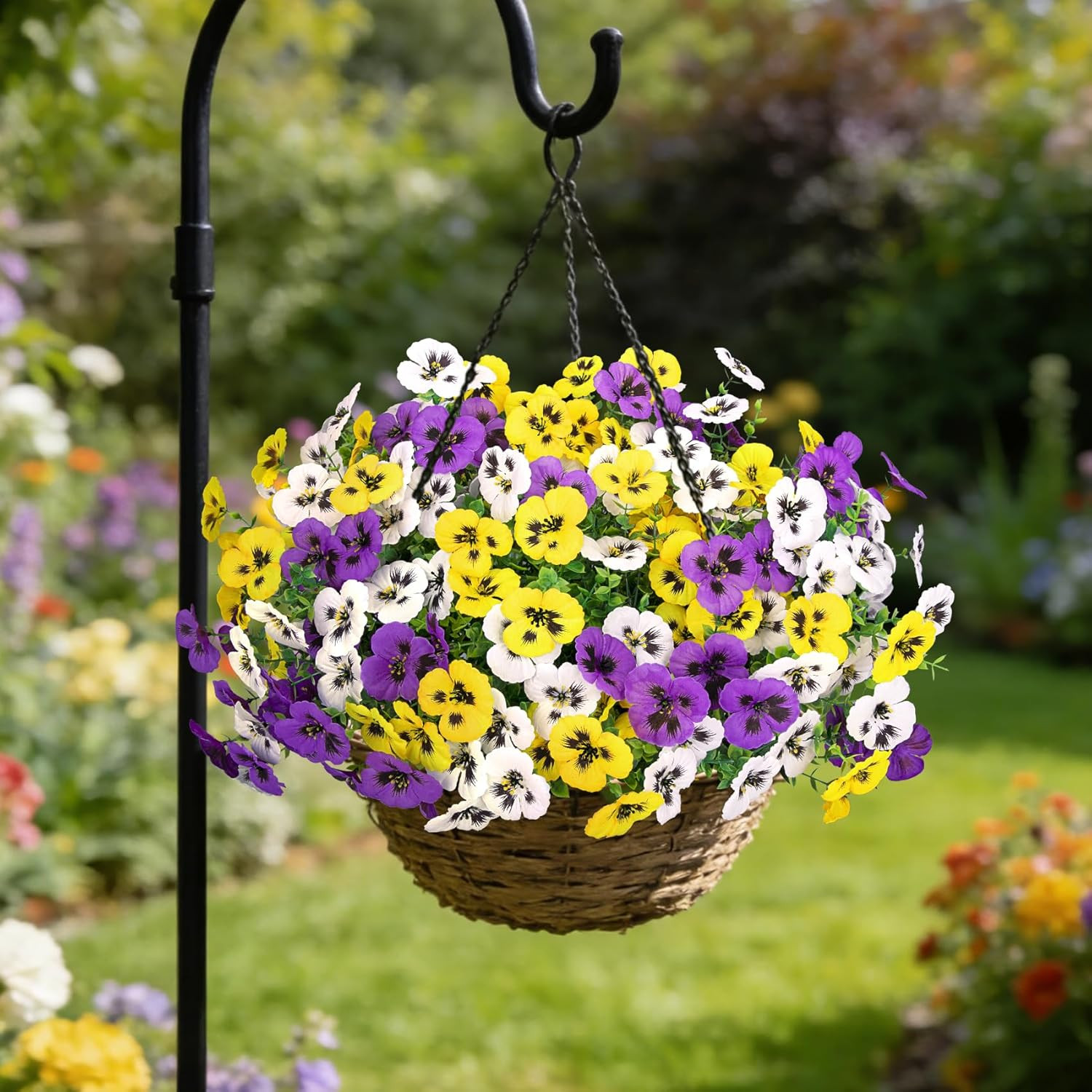 Ouddy Decor 20 Bundles Artificial Pansy Flowers for Outdoors, Fake Silk Flowers