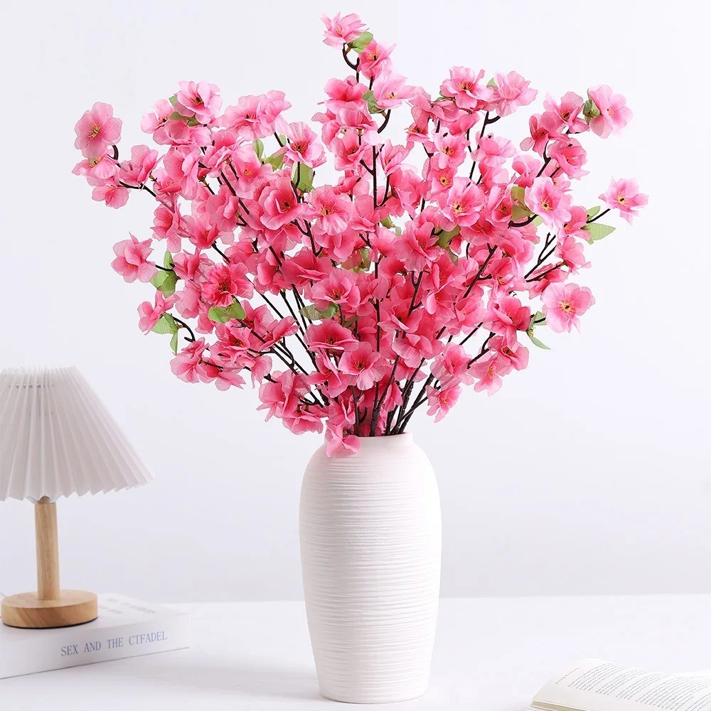 1/3Pcs Peach Blossom Artificial Flowers Silk Bouquet Home Wedding Decor