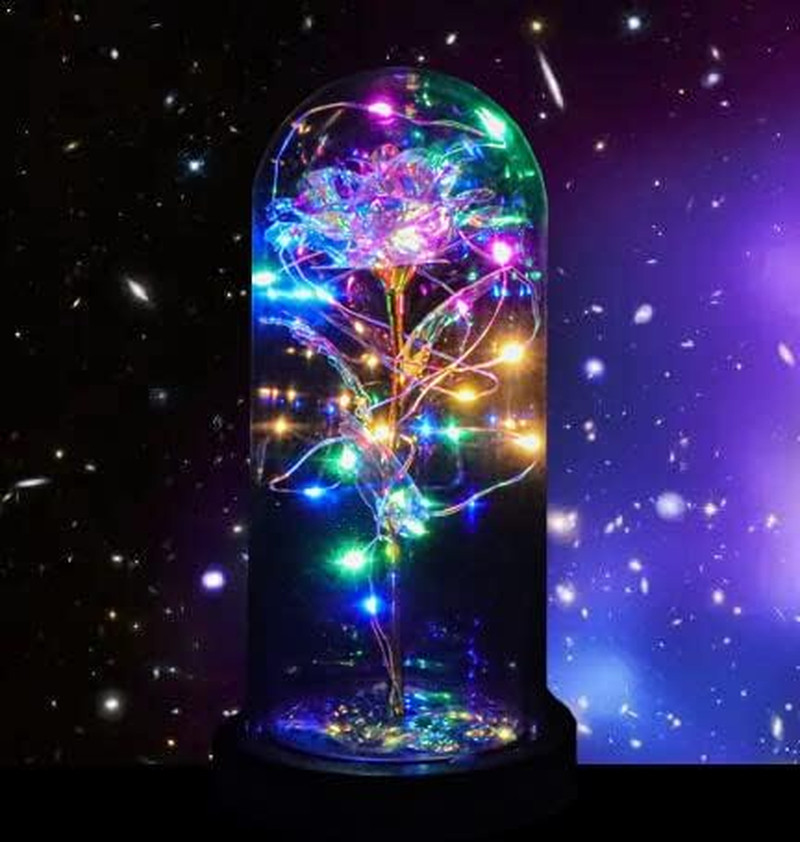 Galaxy Artificial Rose Flowers Forever Enchanted Colorful Light Romantic Gifts
