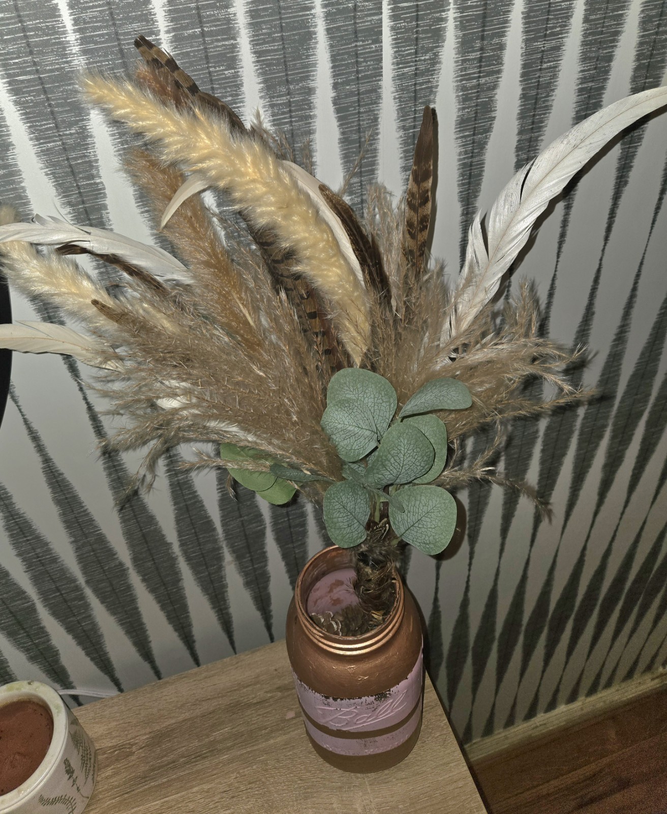 Handmade Boho Pampas & Feather Faux Floral Bouquet | Rustic Farmhouse Decor New