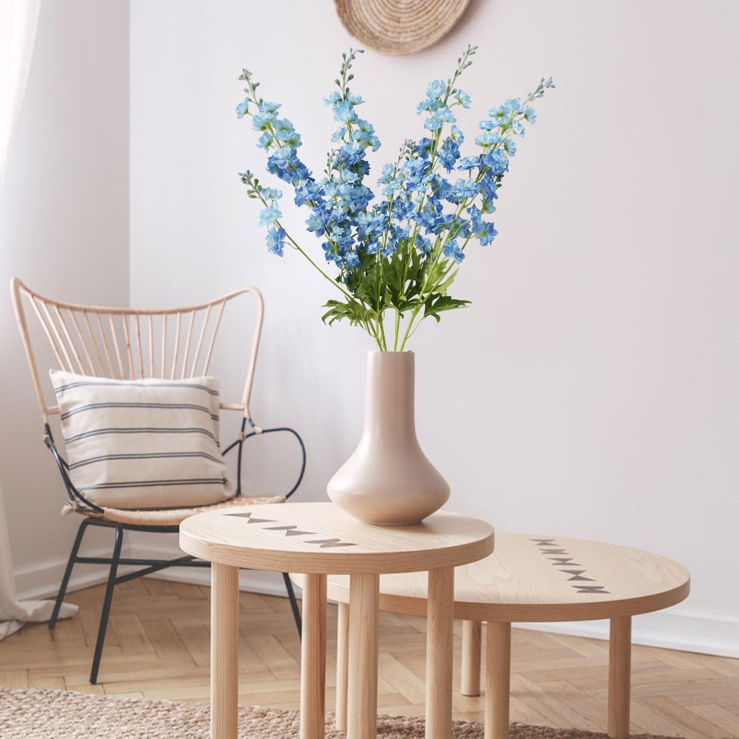 Blue Delphinium Artificial Flowers 34” Silk Flowers for Tall Floor Vase