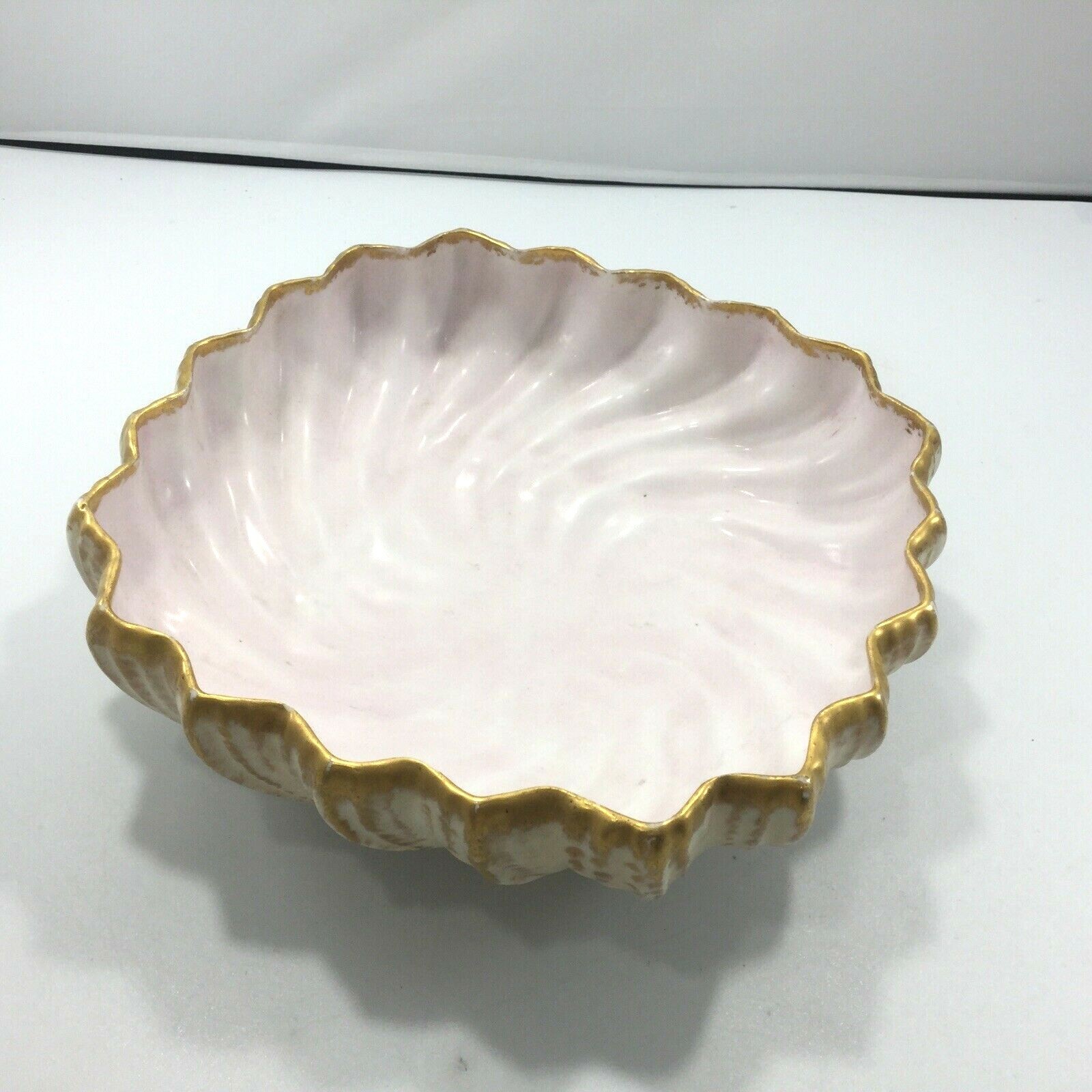 Vintage Leonard Vienna Austria Square Dish or Bowl Gilded Shell Pink