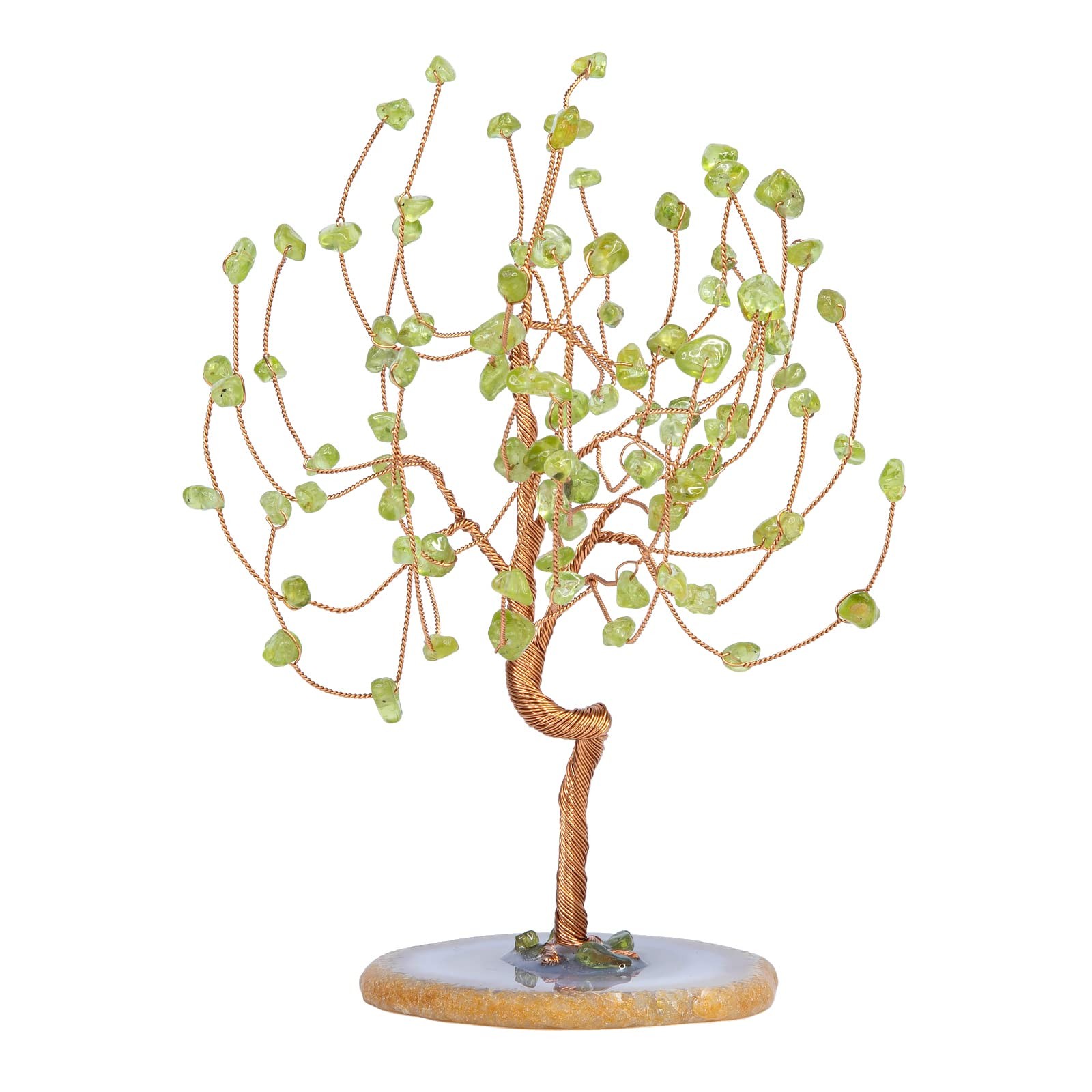 Peridot Crystal Tree Tumbled Stones, Geode Agate Slices Base Money Tree Decor…