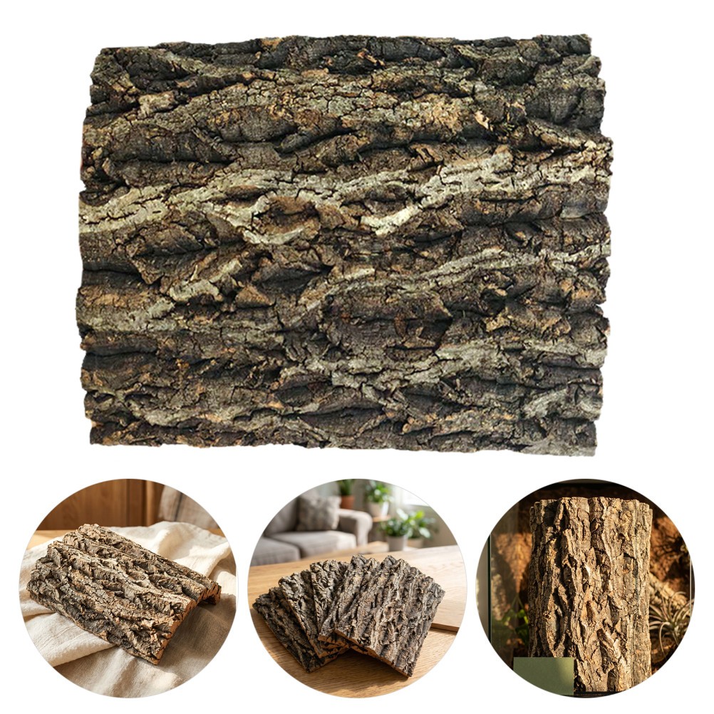 5Pcs Durable Cork Bark Tiles Natural Brown Reptile Climbing Decor for Terrariums