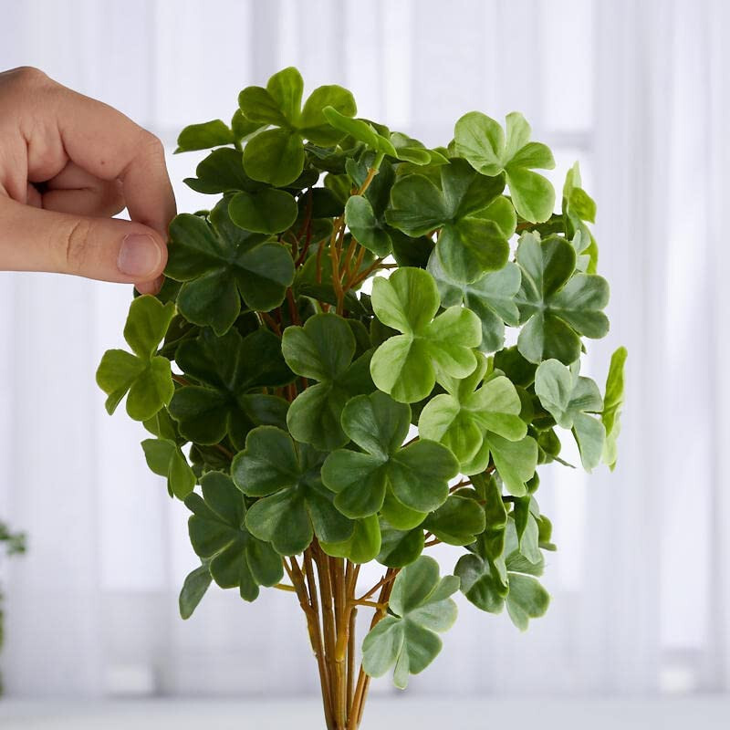 Set of 2 Artificial Weatherproof Artificial Shamrock Flower 11″ Bushes