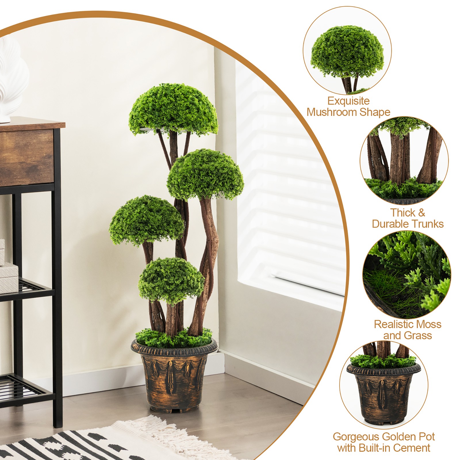 3FT Artificial Tree Fake Cedar Tree Faux Cypress Topiary Tree for Indoor Outdoor