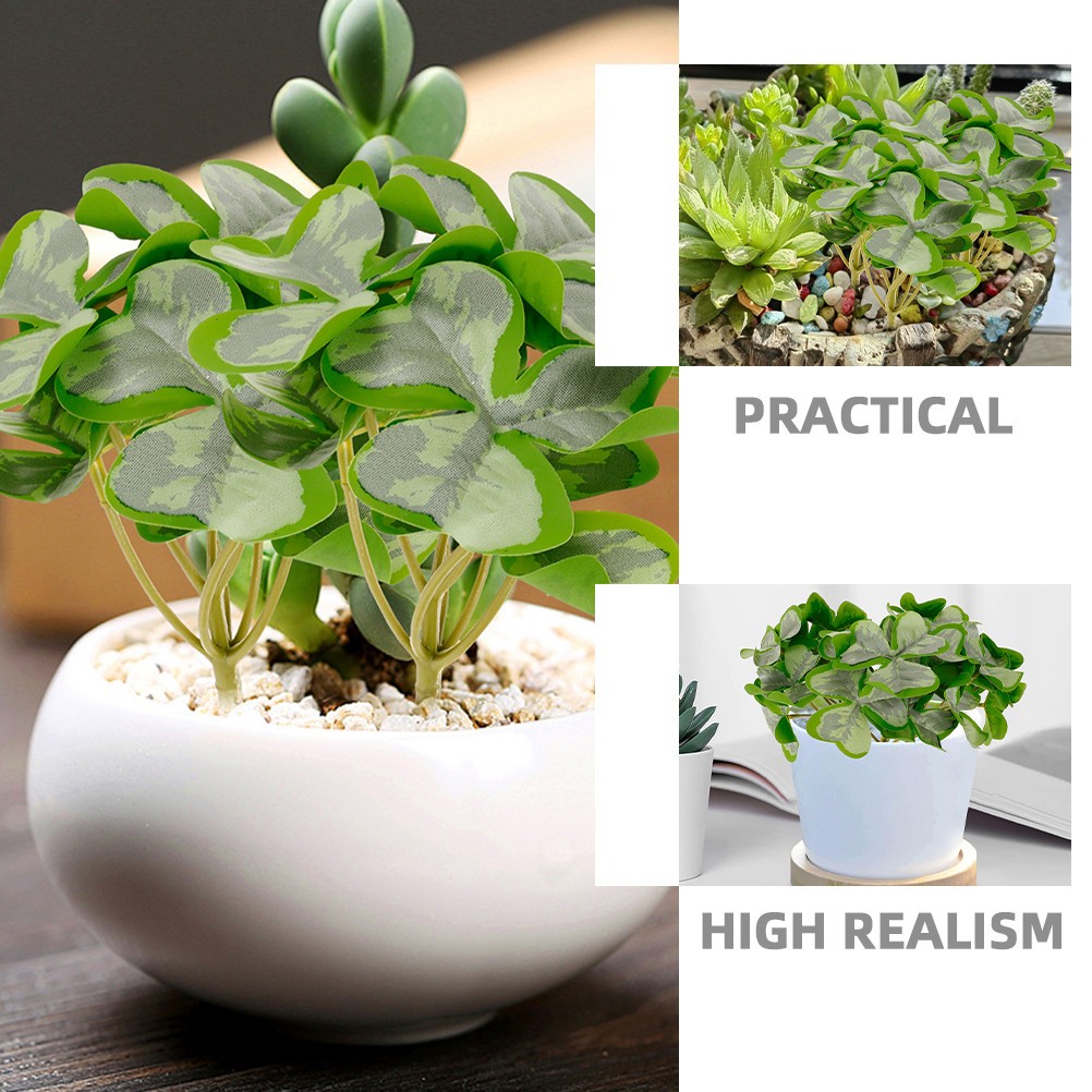 5 Pcs Artificial Shamrock Picks Lifelike Green Plant Stems Home Office Decor