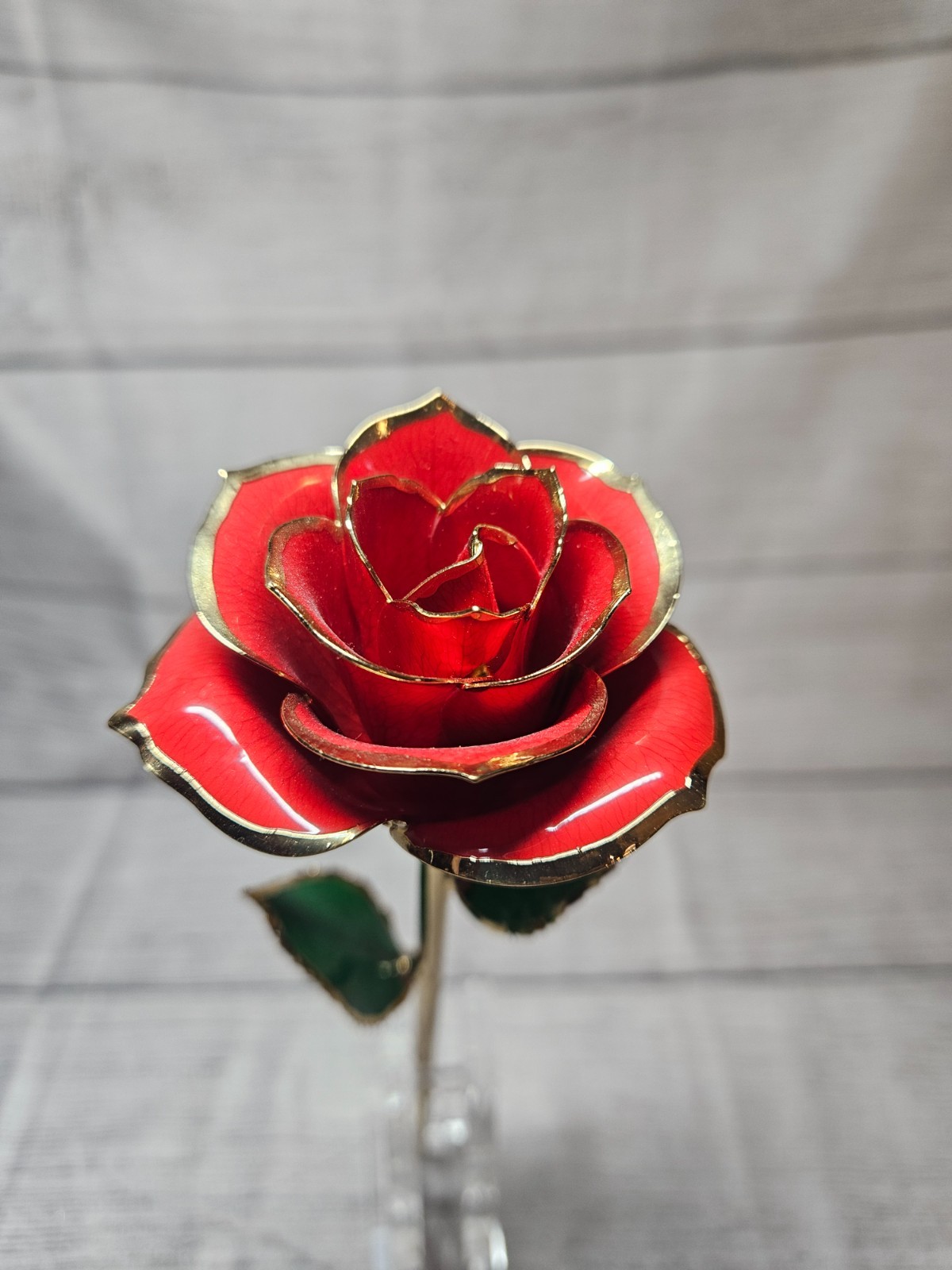 24K Gold Dipped Real Rose with Stand – Forever Gift for Her, Red – 11″ Long