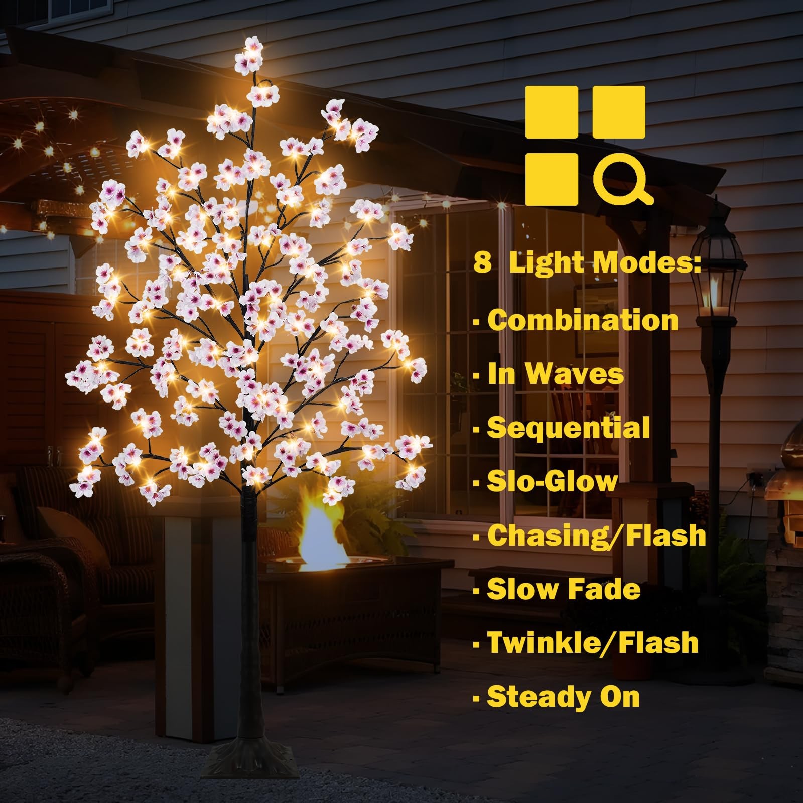 Cherry Blossom Tree, 6FT 96 Fairy Lights Artificial Lighted Tree for Home Ins…