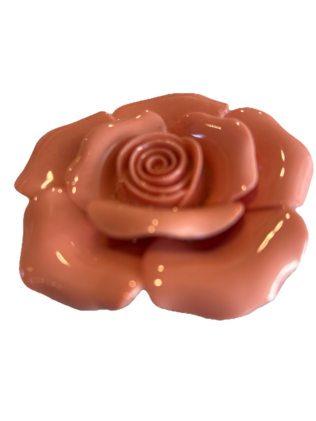 Set Of 4 Porcelain Roses, Tan And Peach, 3 1/2 Inches In Diameter Each