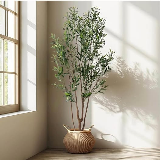 7FT Artificial Olive Tree Tall Faux Silk Plant Tall Faux Olive Tree