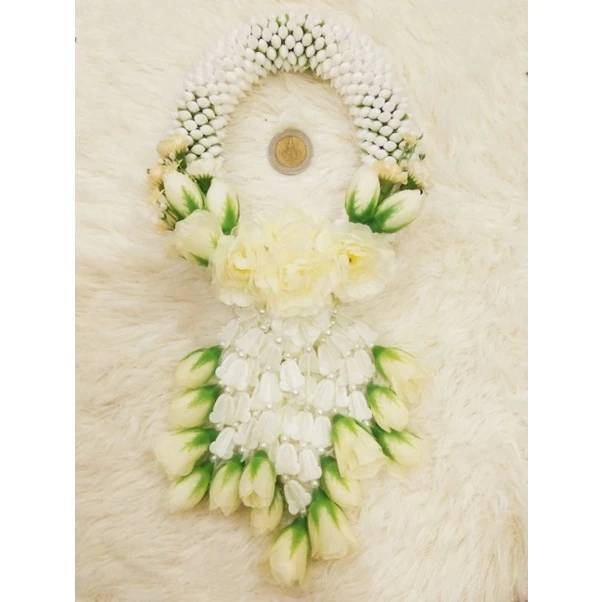 28*12CM Round Garland Artificial Gardenia Plastic Decor Fabric Flower Hang Thai