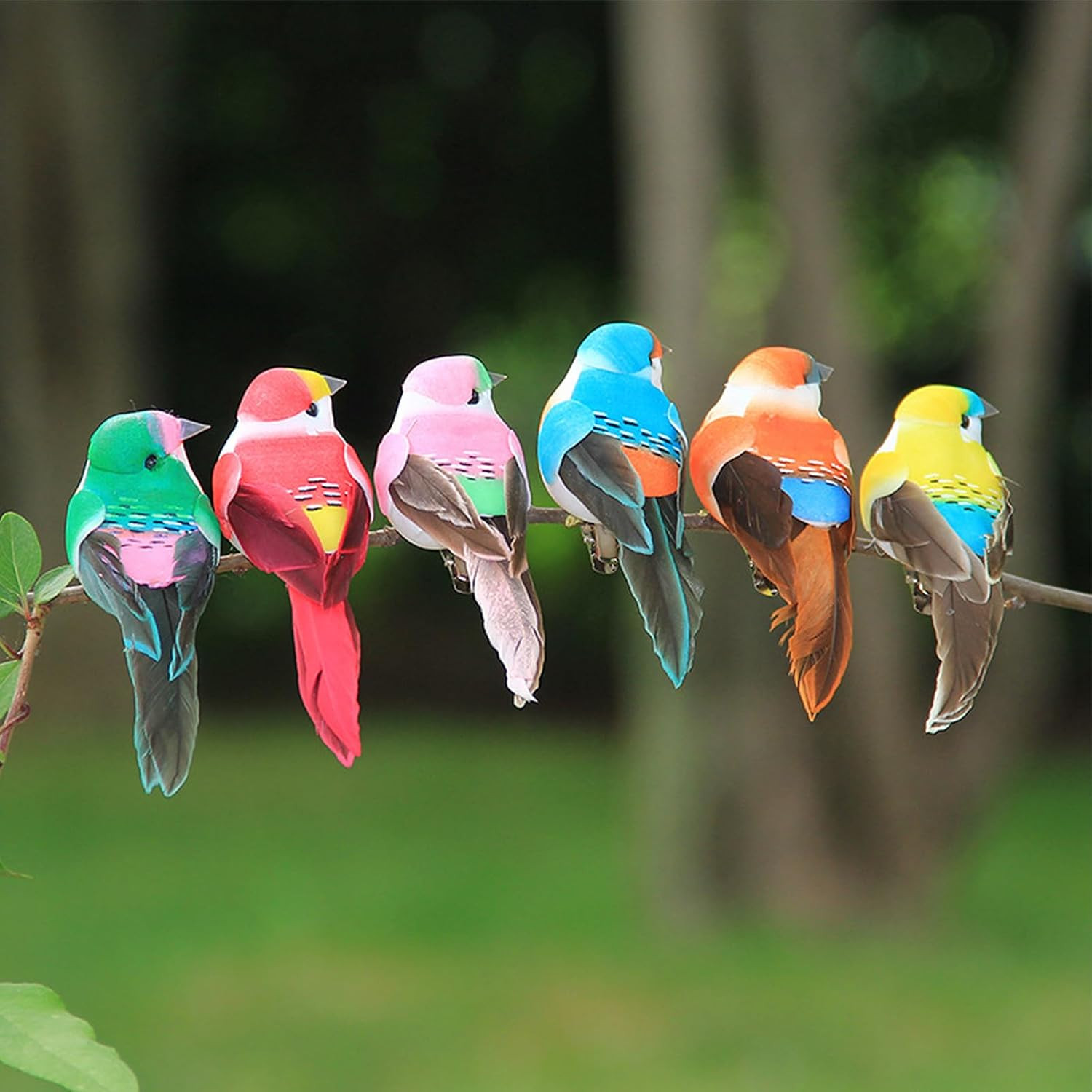 6Pcs Artificial Spring Birds Clip on Colorful Bird for Crafts Tree