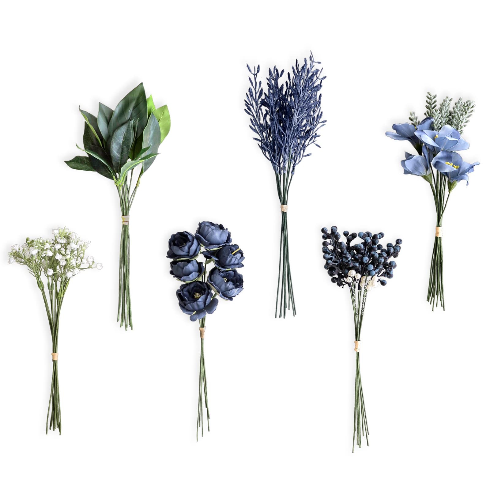 Artificial Greenery Filler Stems Box Set, 53 Pcs with 6 Kinds Fuax Greenery S…