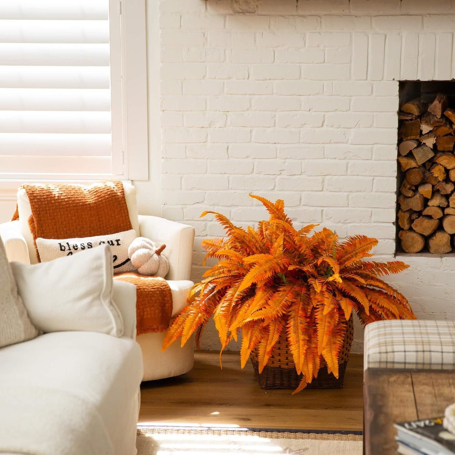 Autumn 48-Inch Artificial Boston Ferns – Set of 2 for Seasonal Decor