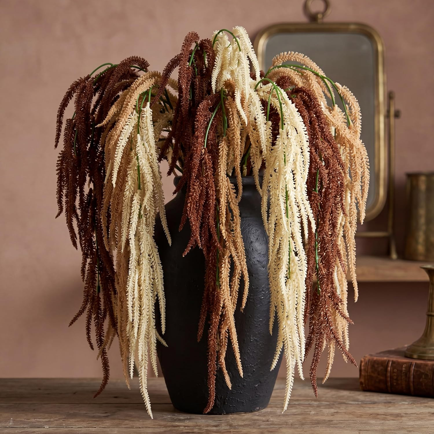 12 Pcs Boho Amaranthus Faux Flowers for Wedding, Home Decor, Floral Garland