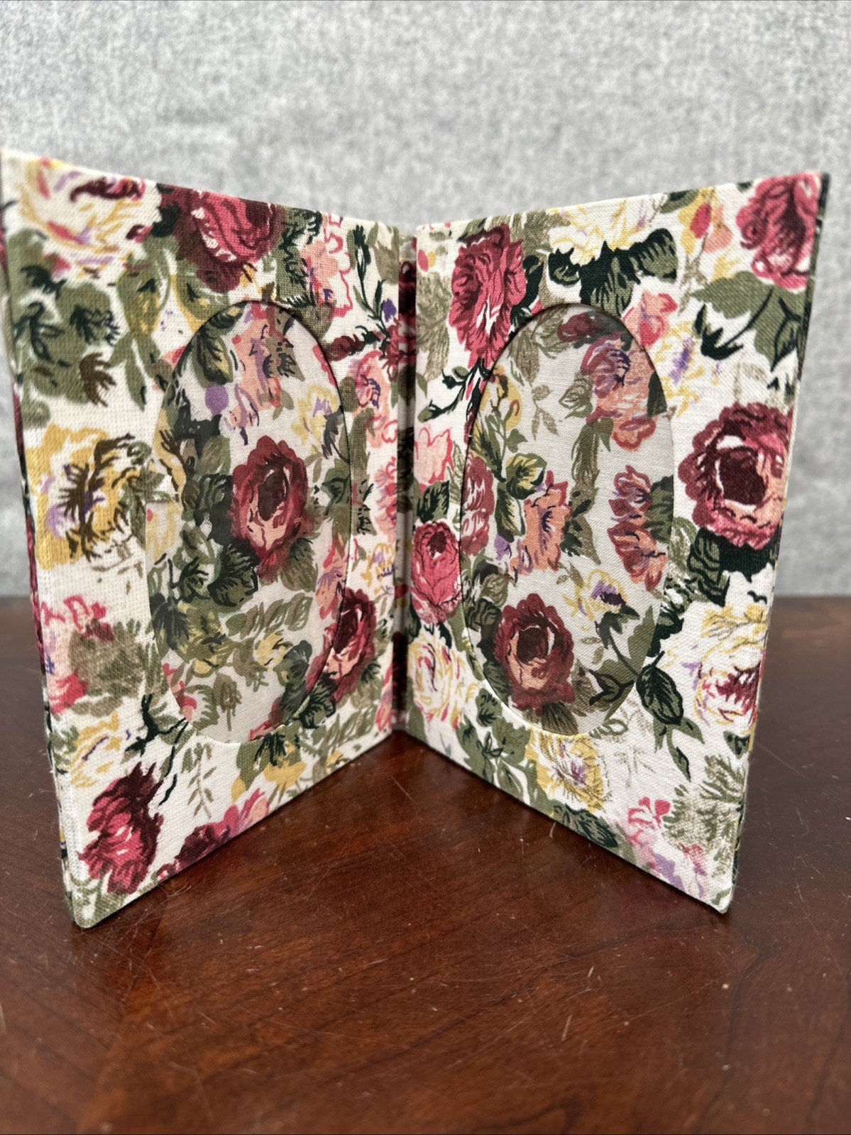 Vintage Floral Fabric Picture Frame Rose Print Cottage Core Granny