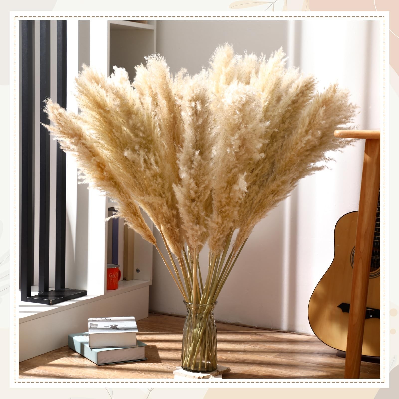 28 Pcs 30 Inch Fluffy Tall Pampas Grass Decor Bulk, Natural Dried Pampas Gras…