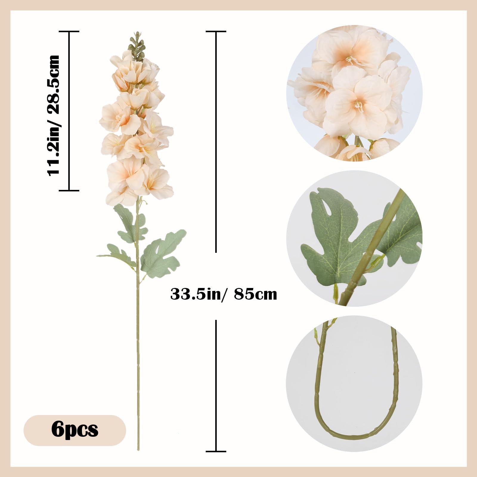 6PCS Gladiolus Artificial Flowers 33.5in Long Stem Fake Silk Flowers Faux Gla…