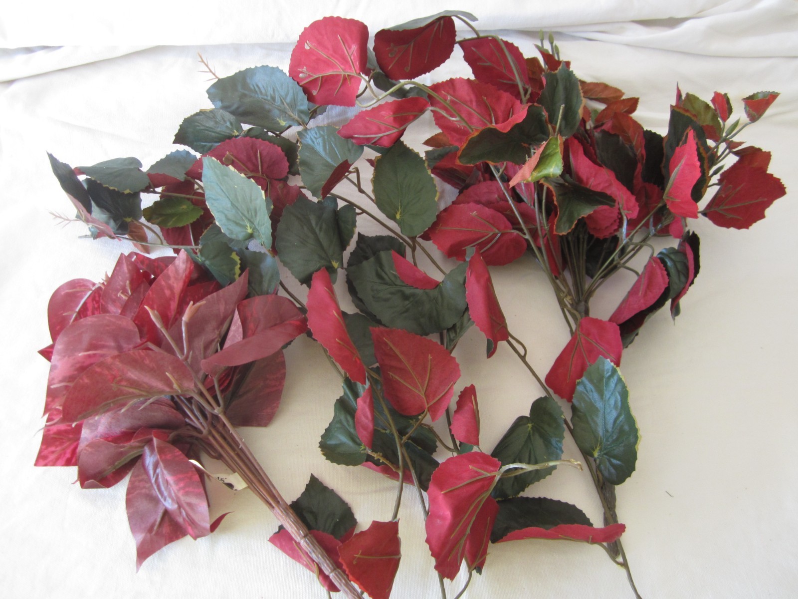 Lot of RED & GREEN Artificial Floral BUSH LEAVES Tree Branches Greenery Decor