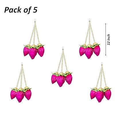Lotus Bud Hanging Pack of 5 | 1Ft Solawood Pooja Room Decoration