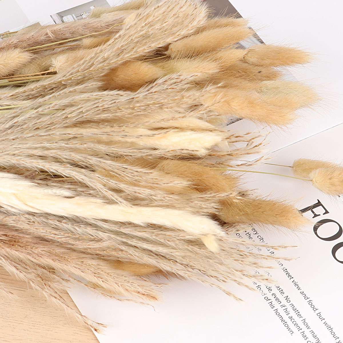 100PC Natural Dried Pampas Grass Boho Home Decor Bouquet Phragmites Dried Flower
